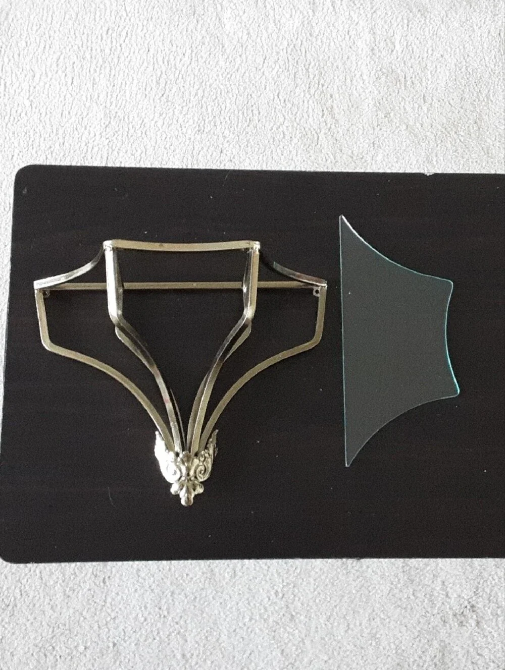Home Interiors Brass-Tone Glass Corner Wall Shelf